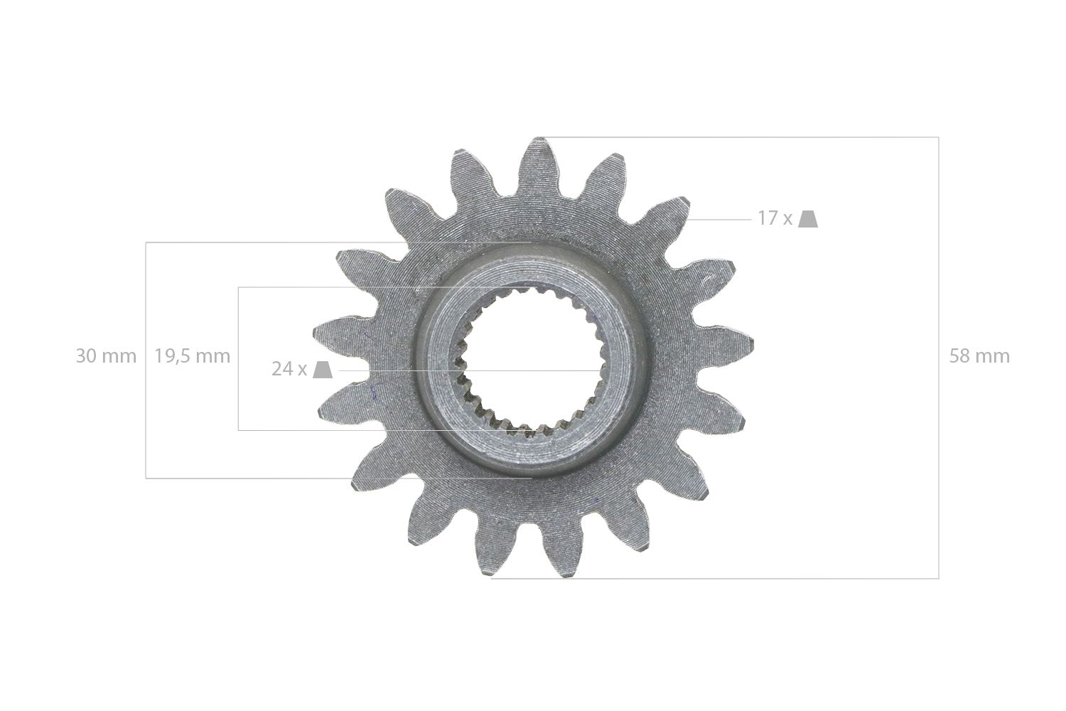Ingranaggio 17Tx24T Kubota B5000, B5001, B5100, Zen Noh ZB5000, ZB5001, ZB5100,