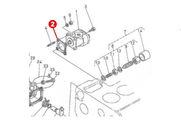 Guarnizione bomba hidráulica Kubota B-, B1-, CF-, KH, F-, XB-Types, Zen Noh ZB-Types - immagine 2