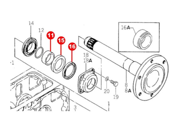 Kit guarnizioni assale posteriore Iseki TE-, TL-Tipi Bolens G272, G274, 2702, 2704, - immagine 5