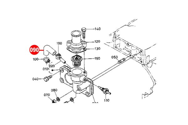 Tubo radiatore (Bypass) Kubota D1100, DH1101, D1301, S2200, S2600, S2800, V1501, - immagine 3