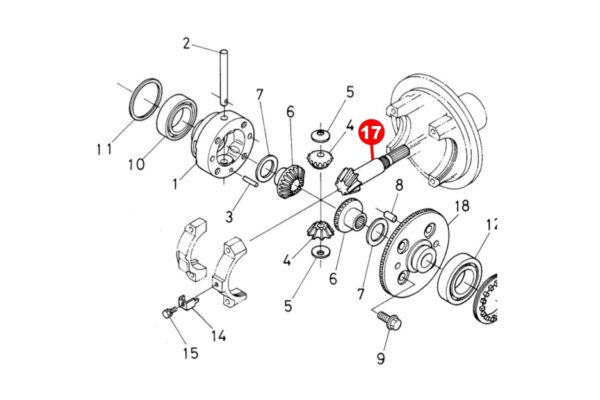 Pignone (assale anteriore) Kubota L1-18, L1-20, L1-22, L1-24, L1-26, L1-28, L1-R18, L1-R20, L1-R22, L1-R24, L1-R26, L1-R28, - immagine 2