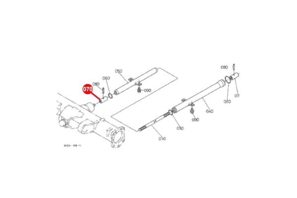Albero + manicotto (lungo) Kubota L48, tipi L02, tipi M, tipi MX - immagine 2