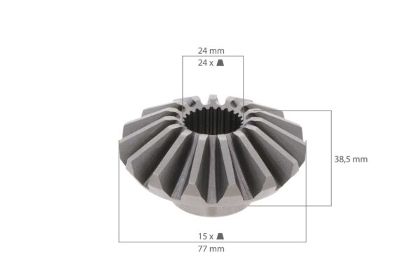 Ingranaggio 4WD 15Tx24T Kubota, tipi L-, L1-, Polytrac 40,42,45, - immagine 2