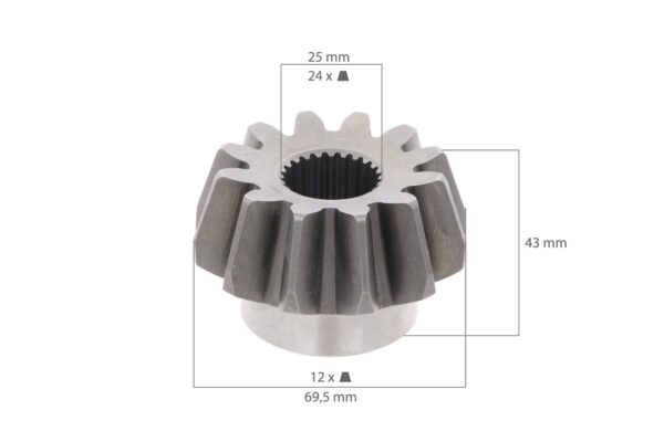Ingranaggio 4WD 12Tx24T Kubota, tipi L-, L1-, Polytrac 40,42,45, - immagine 2