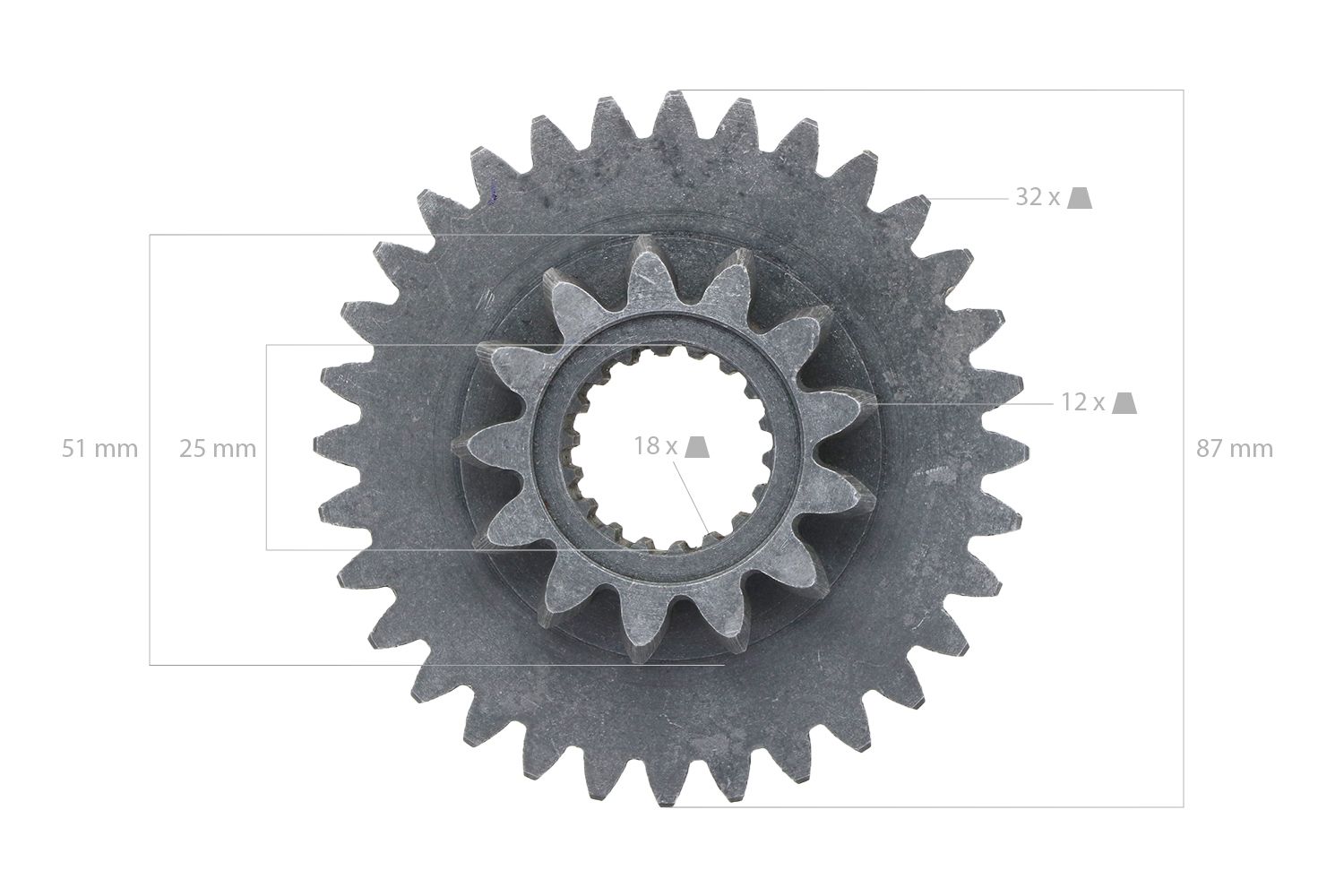 Ingranaggio 13Tx32T 18 denti Kubota B1500, B1502,