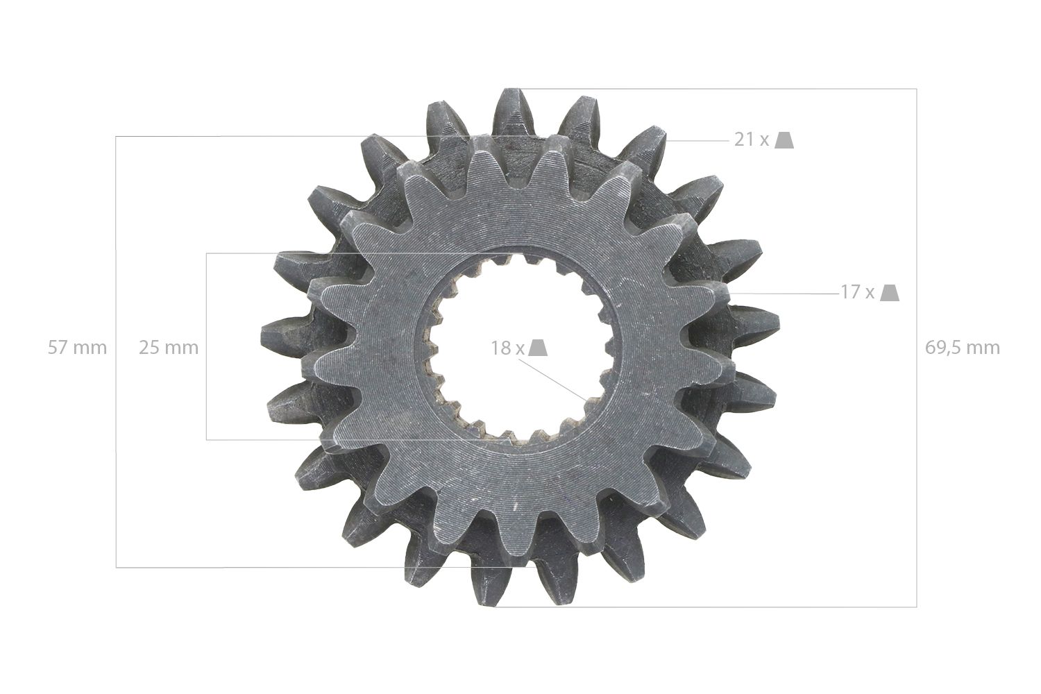 Ingranaggio Iseki 17TX21T 18 Denti Iseki TX-Types, Bolens G-, H-Types, Massey Ferguson 1120, White FB16