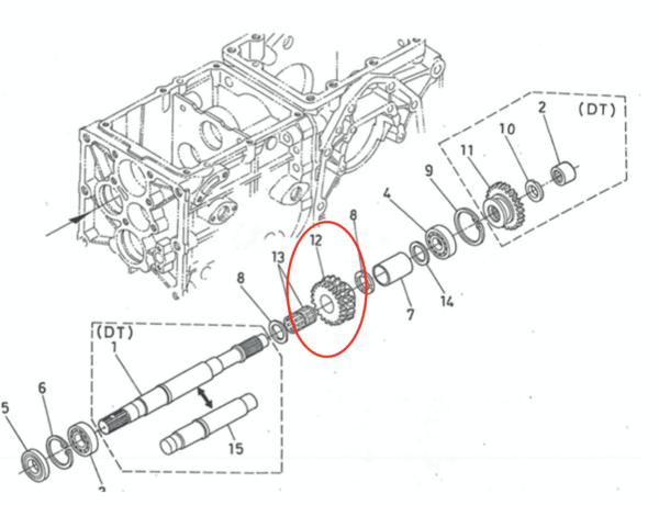Ingranaggio 22DX15D Kubota B40, B1200, B1400, B1402 - immagine 6