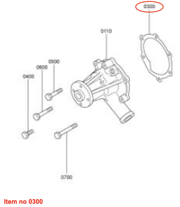 Guarnizione pompa acqua Mitsubishi L2A, L2C, L2E, L3A, L3C, L3E, L3E2, MVL3E, Captain, Startrac, Etc., - immagine 2