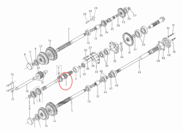Albero principale Kubota L225, L2000, - immagine 5