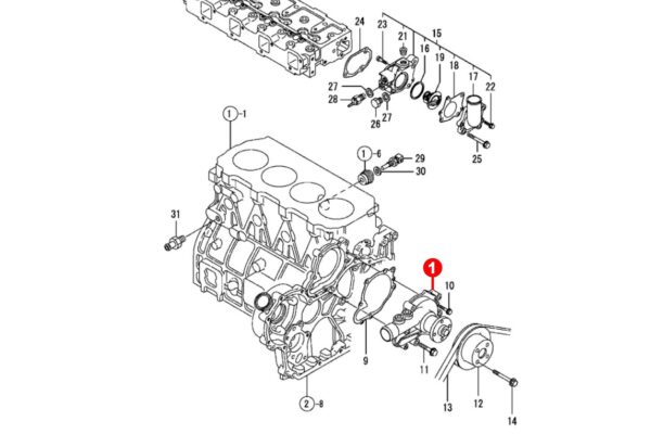 Pompa acqua Yanmar 4TNE94, 4TNE94L, 4TNE98, 4TNV94, 4TNV98, 4TNV98T, Komatsu 4D94E, 4D94LE, 4D98E, - immagine 4