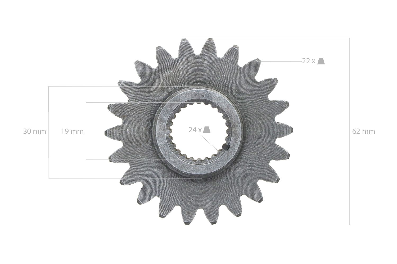Ingranaggio 22T x 24Splines Kubota B5000, B5001