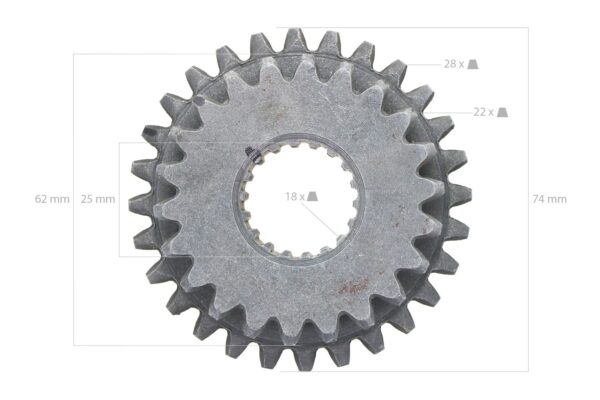 Ingranaggio Kubota 22TX28T 18 Denti