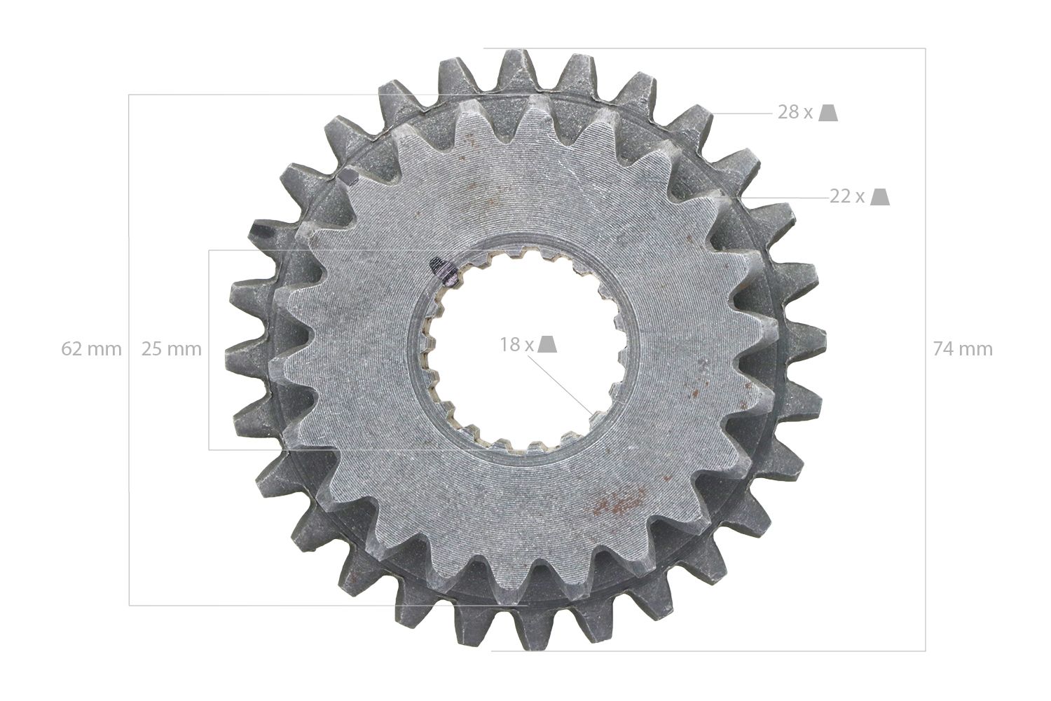 Ingranaggio Kubota 22TX28T 18 Denti