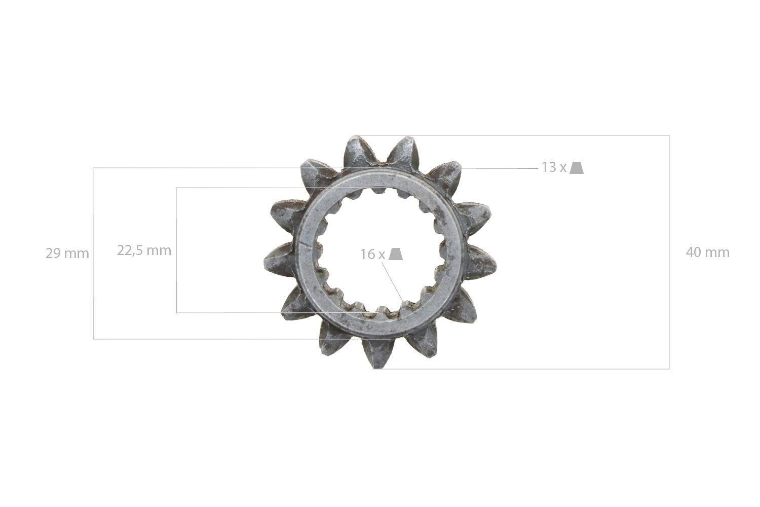 Ingranaggio 13TX16T Kubota B1200, B1400, B1402, B1-14, B1-15, B40