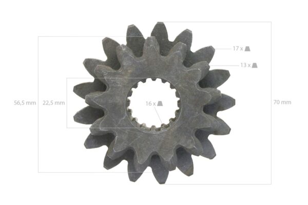 Ingranaggio Kubota 13TX17T 16 Denti assale posteriore B1200, B1400