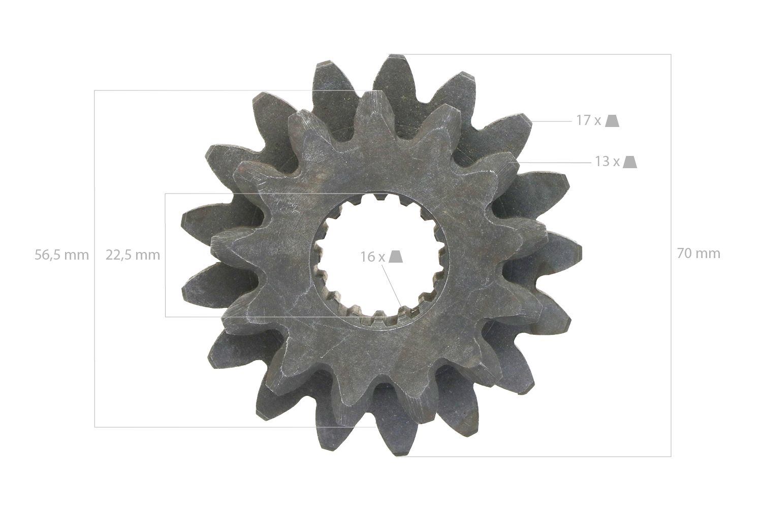 Ingranaggio Kubota 13TX17T 16 Denti assale posteriore B1200, B1400