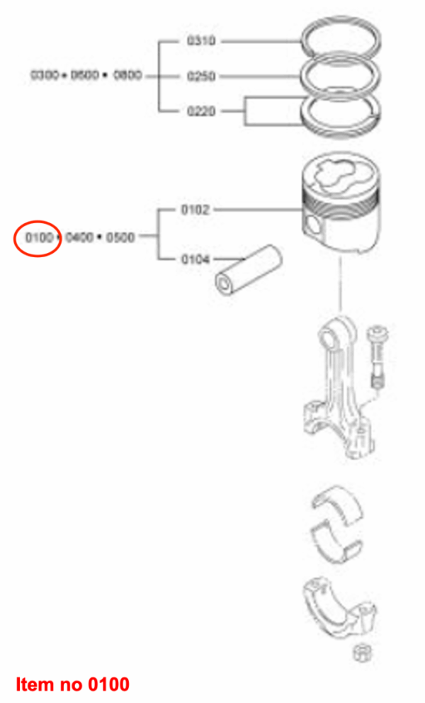 Pistone Iniezione Indiretta STD 76mm/18mm spinotto del pistone Mitsubishi L2E, L2E2, L3E, L3E2, MVL3E, Captain, Startrac, Etc., - immagine 3