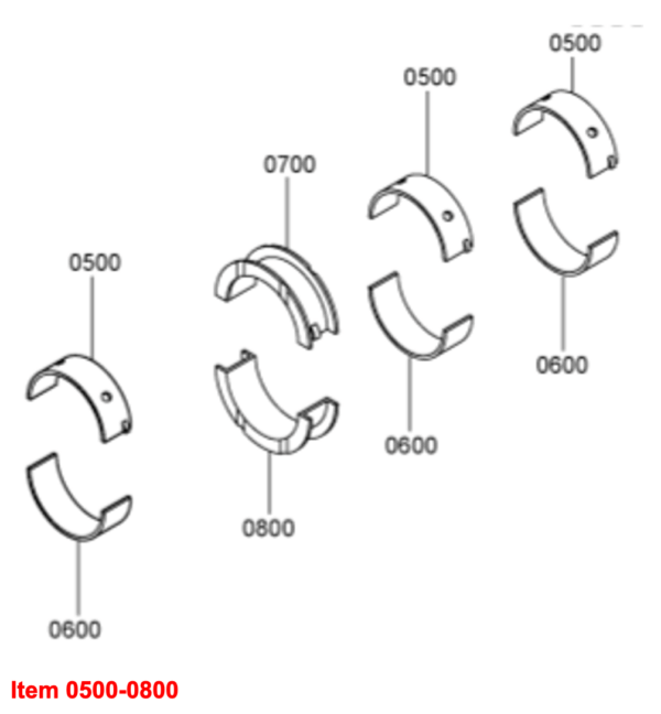 Kit cuscinetto principale (STD) Mitsubishi K3B, K3C, K3D, K3E, K3F, MVS3L, MVS3L2, S3L, S3L2, Captain, Startrac, Etc., - immagine 3