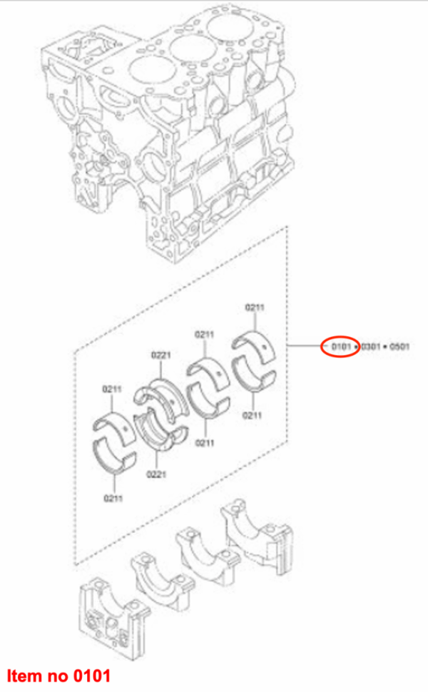 Cuscinetto albero motore (Cuscinetto principale) STD. Mitsubishi L3A, L3C, L3E, L3E2, MVL3E, Captain, Startrac, Etc., - immagine 3