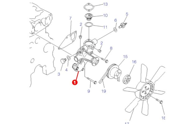 Pompa acqua Yanmar 3TN75E, 3TN75L, 3TN78, 3TN84E, 3TNC78E, 3TNC80, 3TNE78, 3TNE82, 3TNE82A, 3TNV75, 3TNV76, 3TNV78, 3TNV82, 3TNV82A, 4TN82E, 4TNE82, 4TNV82, Komatsu - immagine 5