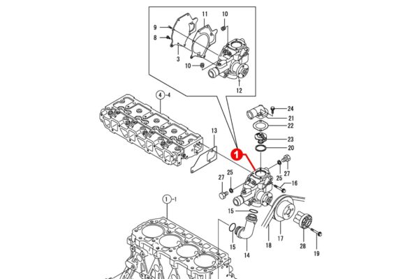Pompa acqua Yanmar 4TNE92, 4TNE94,4TNE98, 4TNV98, 4TNV94L, Komatsu 4D92E, 4D94E, S4D94E, 4D94L, 4D94LE, 4D98E - immagine 8