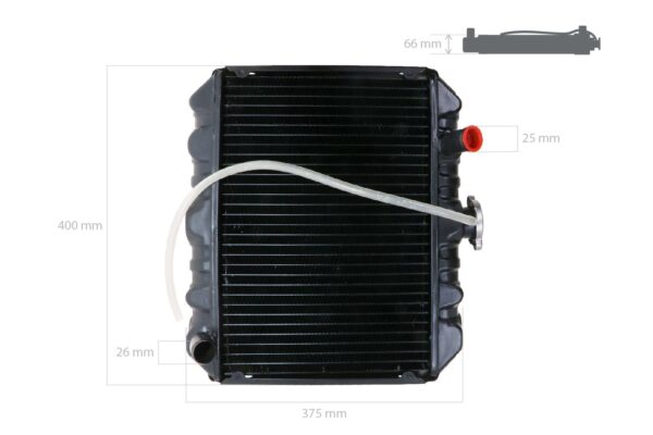 Radiatore Kubota Aste A15, A17, A19, A155, A175, A195, Hinomoto CX16, CX18, CX19, CX150, CX160, CX180, CX200 - immagine 2