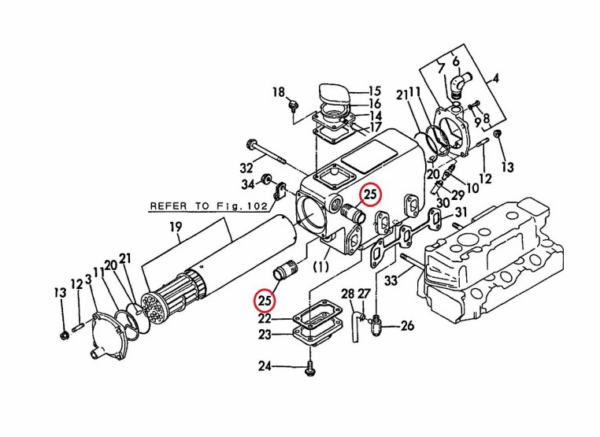 Collegamento acqua di raffreddamento Yanmar Marine, Yanmar F, FX, YM, Komatsu 3D72, 3D75, 3D84 - immagine 2