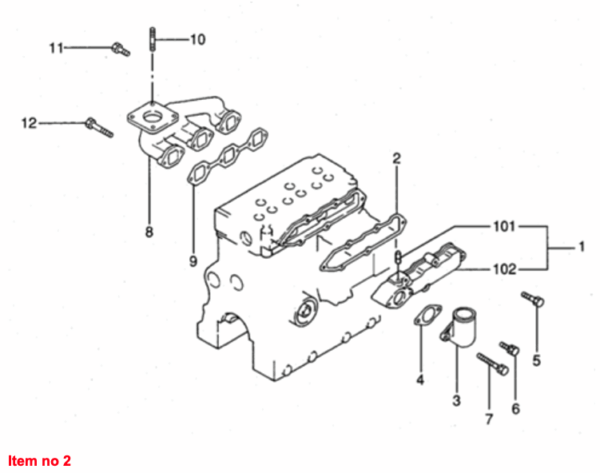 Guarnizione di aspirazione Mitsubishi, S3L, S3L2, Captain, Startrac, Etc., - immagine 2
