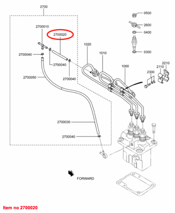 Tubo carburante â ⍉5x80mm Mitsubishi, S3L, S3L2, S4L, S4L2, Captain, Startrac, Etc., - immagine 3