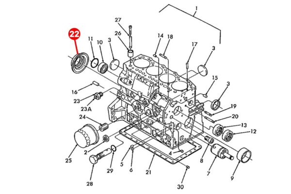 Paraolio albero motore (posteriore) Shibaura J843, N843L, N844, Perkins 103, 104, 403, 404, Caterpillar C1.1, C1.7, C2.2, 3013C, 3024, 3024C, - immagine 6