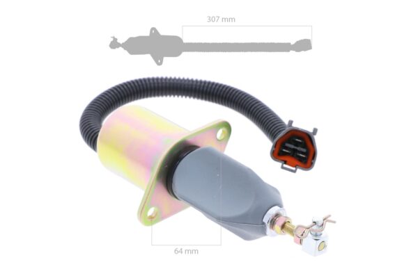 Solenoide di arresto 12 volt Yanmar, 4TNE94, 4TNE98, 4TNE106, 4TNV94, 4TNV98, Hyundai, Komatsu, Volvo, Etc., - immagine 2