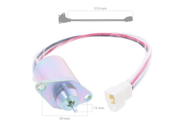 Solenoide di arresto 12 volt Yanmar 2V78, 2V750, John Deere 355D, GX355, F735, Countax 18/50, Hustler, JCB, Ransomes - immagine 2