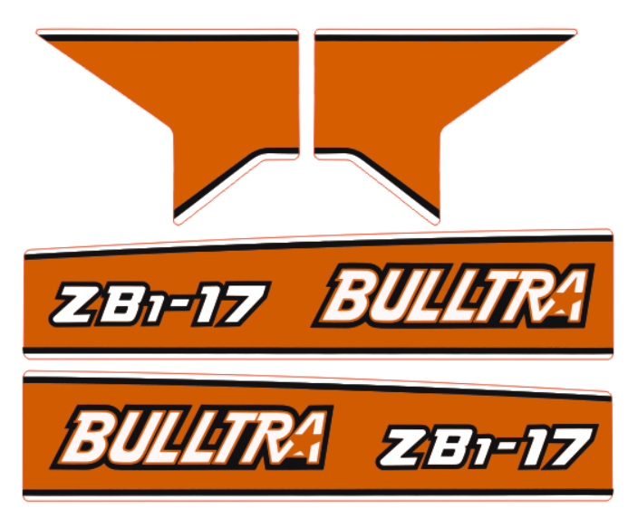 Adesivi decalcomania cofano Kubota Bulltra B1-17