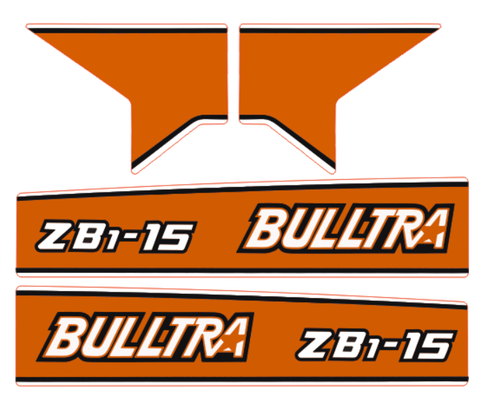 Adesivi decalcomania cofano Kubota Bulltra B1-15