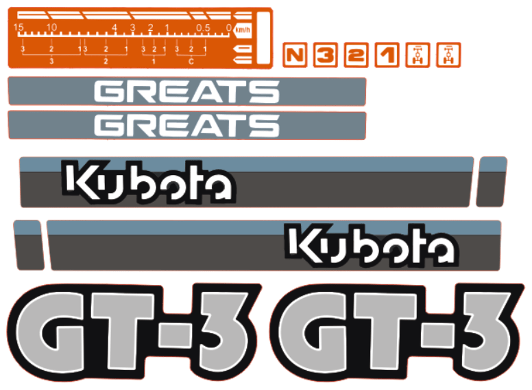 Adesivi decalcomania cofano Kubota GT3