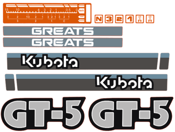 Adesivi decalcomania cofano Kubota GT5