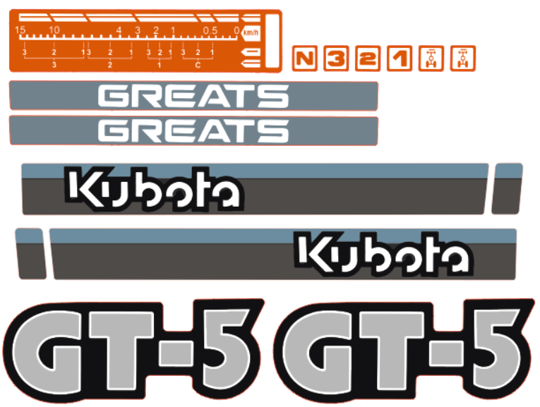 Adesivi decalcomania cofano Kubota GT5