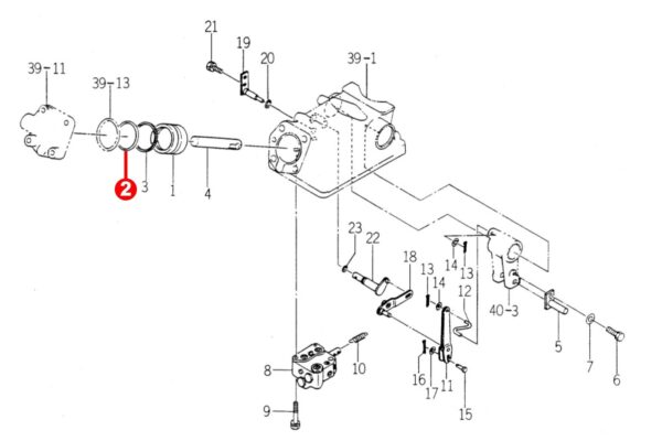 Cilindro di sollevamento con O-ring Iseki TE, TF, TM, TS, TU-Types, 2120, 2125, 3015, 3020, Bolens G212, G214, Massey Ferguson 1205, 1215, - immagine 4