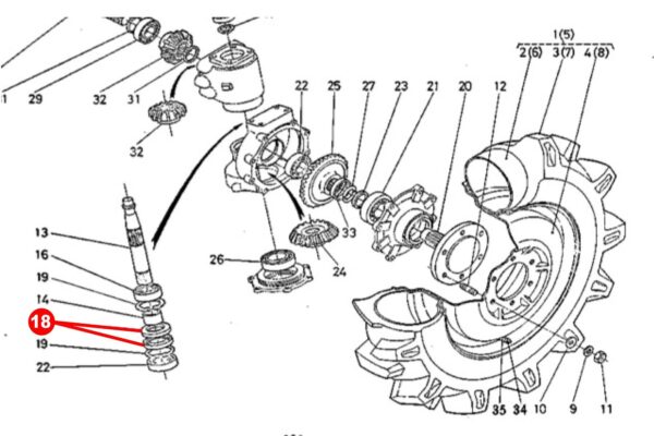 Guarnizione assale anteriore Kubota L185, L245, L1501, L1511, L1801, L2201, Zen Noh, - immagine 5