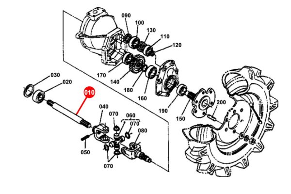 Albero di trasmissione 4WD Kubota B1550, B5200, B6000, B6100, B6200, B7200 - immagine 5