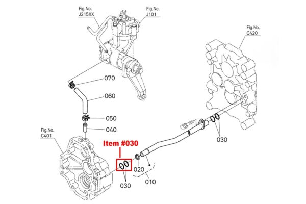 O-ring della linea idraulica del piatto di taglio Kubota - immagine 3