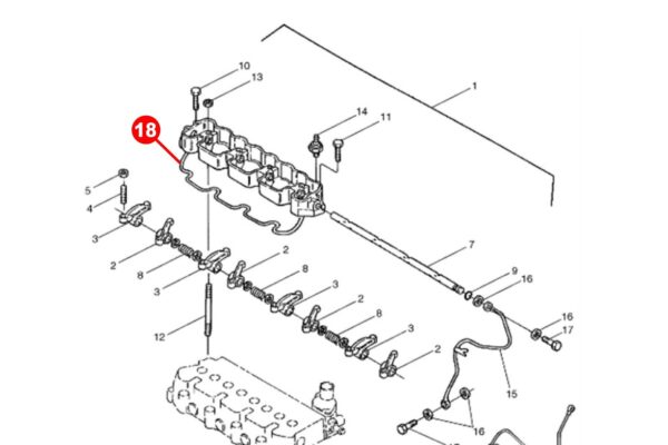 Guarnizione coperchio valvole (inferiore) Shibaura N844, N844T, Perkins 104-19, 104-22, 404C-22, Caterpillar 3014, 3024, - immagine 3