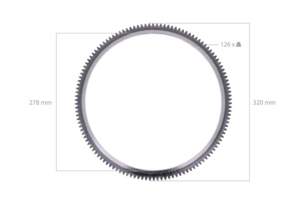 Corona dentata di avviamento Z=126 Shibaura N843, N844, Perkins 103, 403, Caterpillar C1.5, C2.2T, 3003, 3011, - immagine 2
