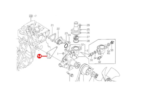 Guarnizione della pompa dell'acqua Yanmar 3TNE84/88, 3TNV84/88, 4TNE84/88, 4TNV84/88, TK482, TK486, Komatsu, John Deere, etc., - immagine 2