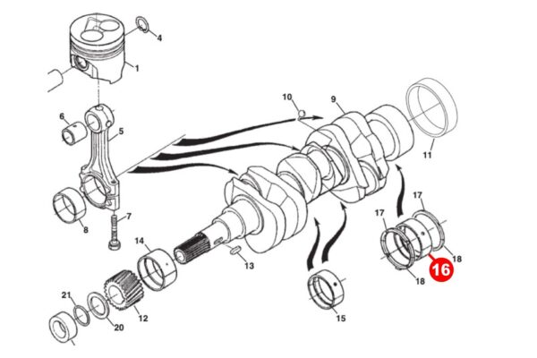 Cuscinetto albero motore STD (posteriore) Kubota D600, D640, D650, D662, D722, D750, D782, D850, D902, D950, V1100, V1200, Z400, Z402, Z430, Z482, Z500, ZB500, Z600, ZB600, Z602, - immagine 4