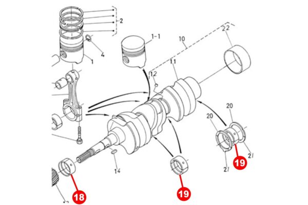 Set cuscinetti albero motore STD Kubota D650, D750, D850, D950, - immagine 3