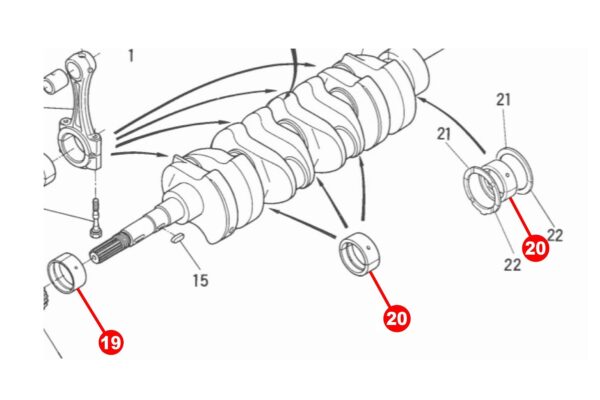 Cojinetes del cigüeñal STD Kubota V1100, V1200, - immagine 3