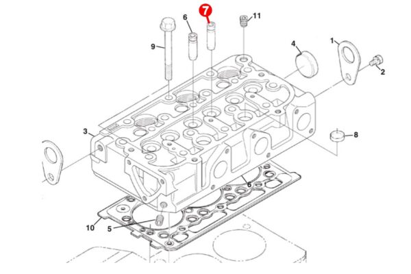 Valvola guida (di scarico) Kubota D600, D640, D662, D722, D782, D902, Z400, Z402, Z430, Z482, ZB600, Z602, - immagine 5
