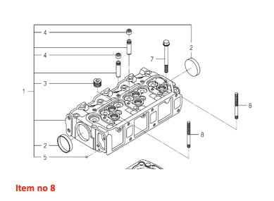 Prigioniero del cilindro Iseki /Isuzu E3CD, E3CE, E3CF, E3CG, E4CG, E262, E269, E374, E383, E393, E3100, E3112, Massey Ferguson, Mitsubishi,