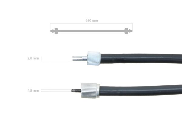 Cavo contaore 980mm Kubota L175, L185, L185DT, L1500, L1501, L1801, L2000, L2201, Zen Noh ZL1500, ZL1501 - immagine 2